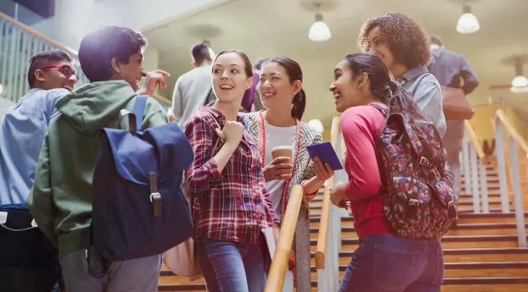 students in hallway at school