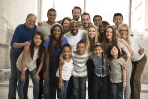 group of all ages posing for a photo